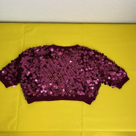 Say What? Y2K Sequin Bolero Shrug, Berry Purple Color, Size Large - Picture 7 of 10
